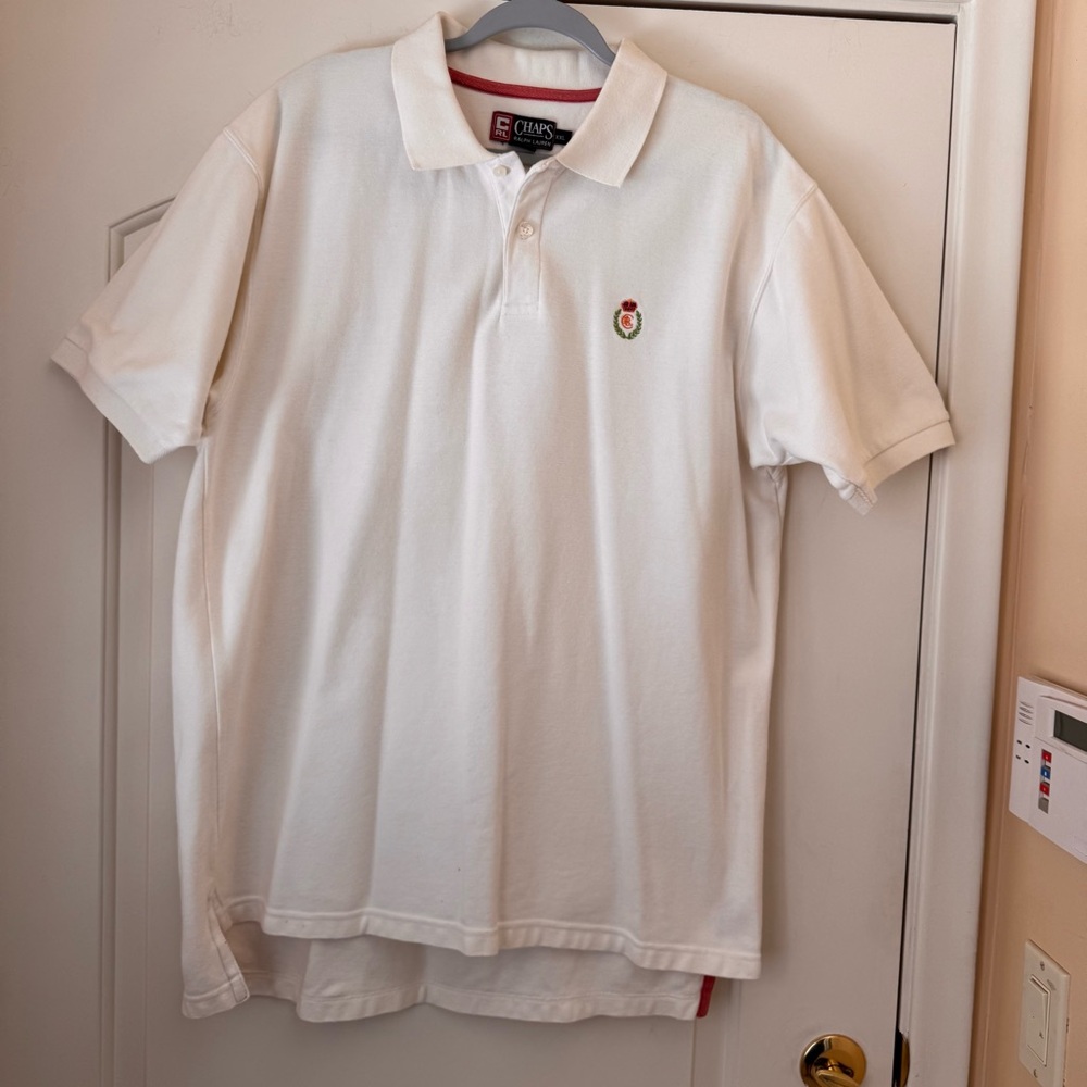 Chaps Ralph Lauren Classic White Short Sleeve Cotton Button Polo Shirt Mens XXL